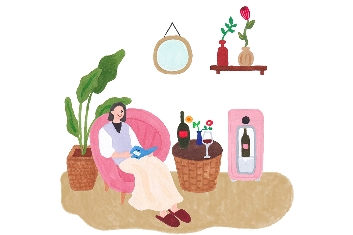 「ワインを楽しむ暮らし」の世界をイラストで表現
